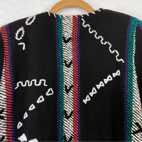 Crystal heavy knit embroidery Aztec boho art to wear open front cardigan jacket. - Picture 8 of 9